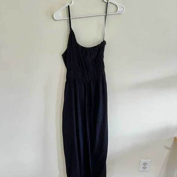 Abercrombie Black One Shoulder Midi Dress Sz L - Picture 9 of 9